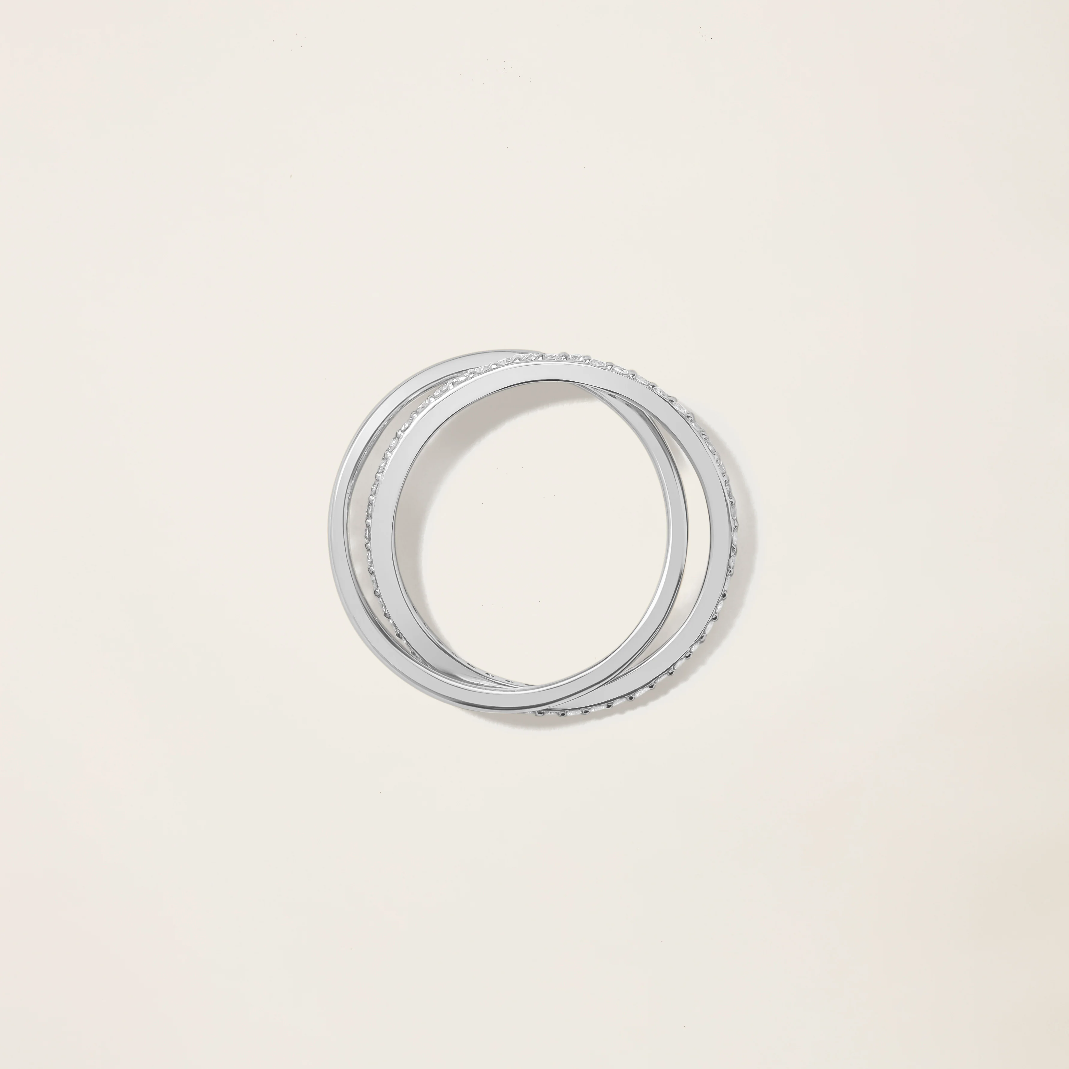 14k Solid Gold Diamond Interlocking Ring