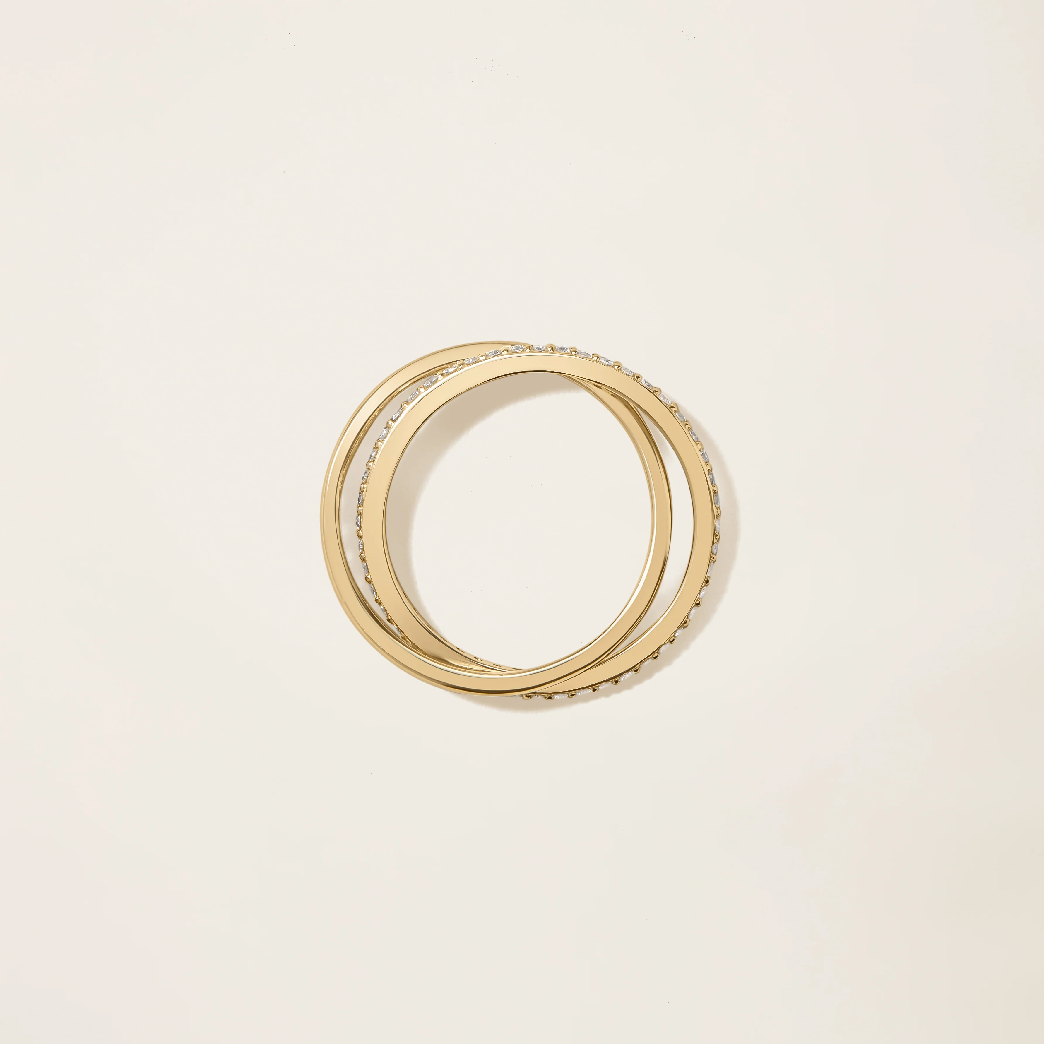14k Solid Gold Diamond Interlocking Ring