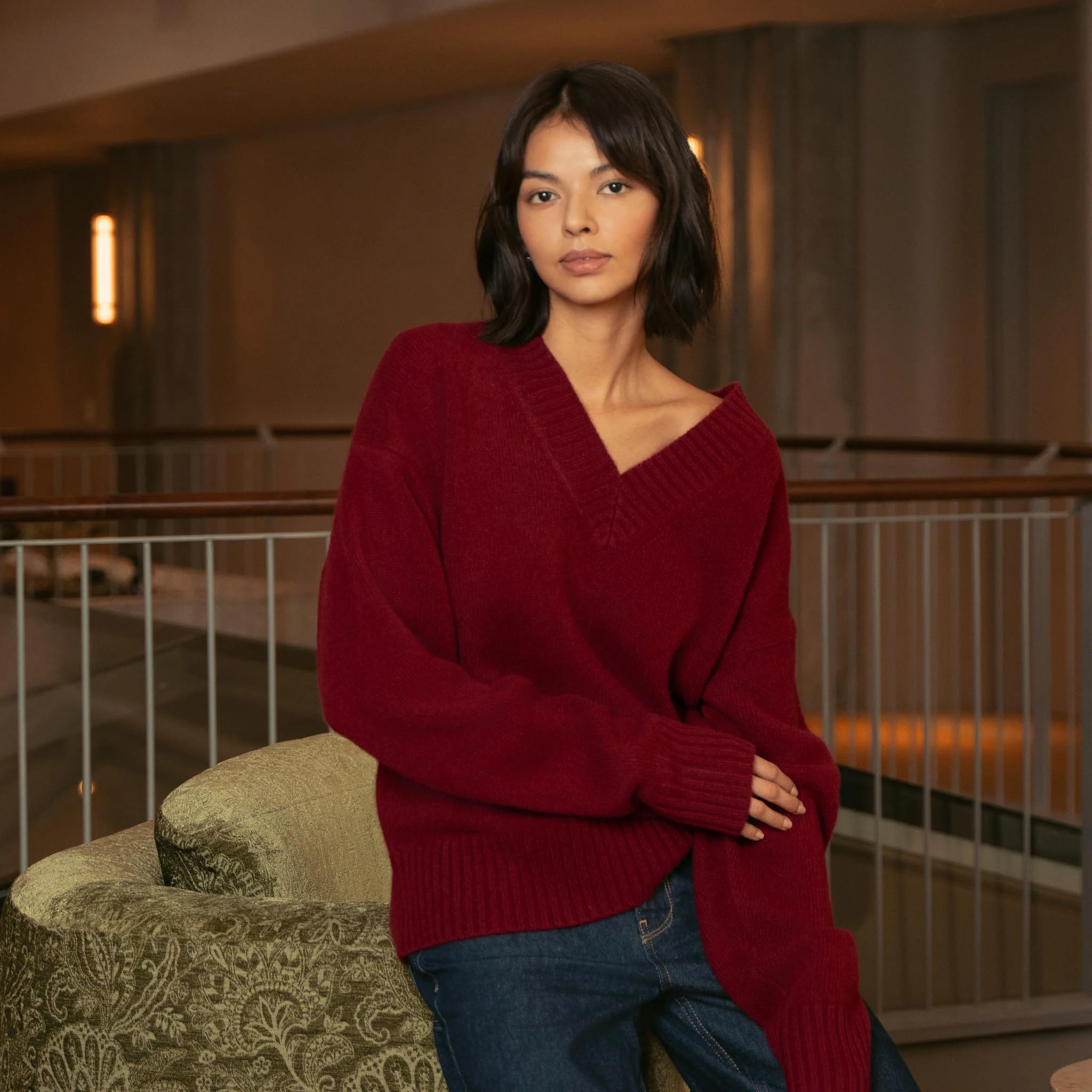 Francesca Cashmere Oversized V-Neck Sweater