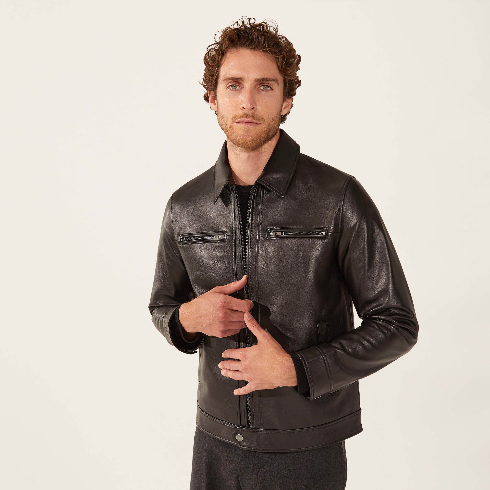 Santino Collared Zip Lambskin Leather Jacket 12 Santino Collared Zip Lambskin Leather Jacket
