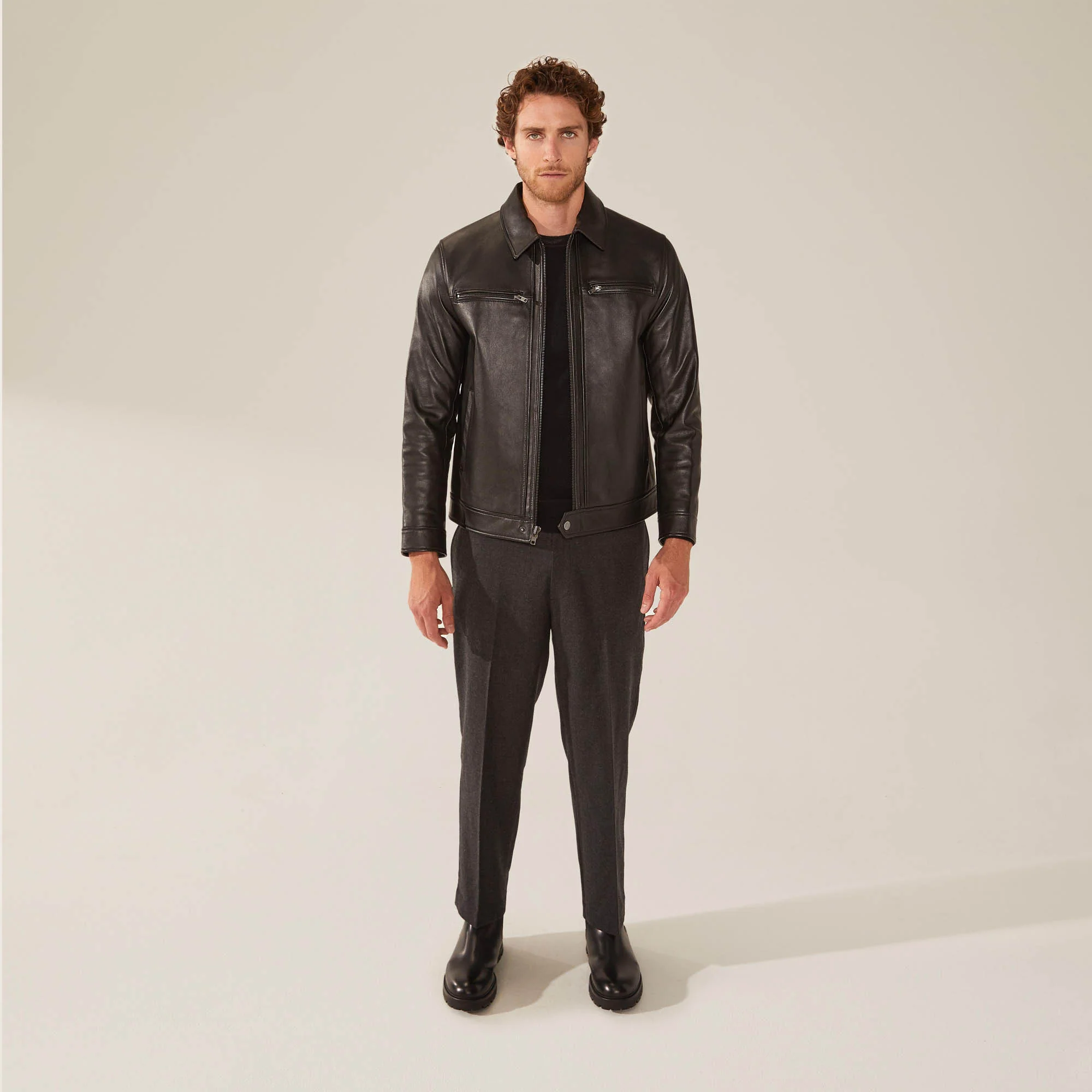 Santino Collared Zip Lambskin Leather Jacket 13 Santino Collared Zip Lambskin Leather Jacket