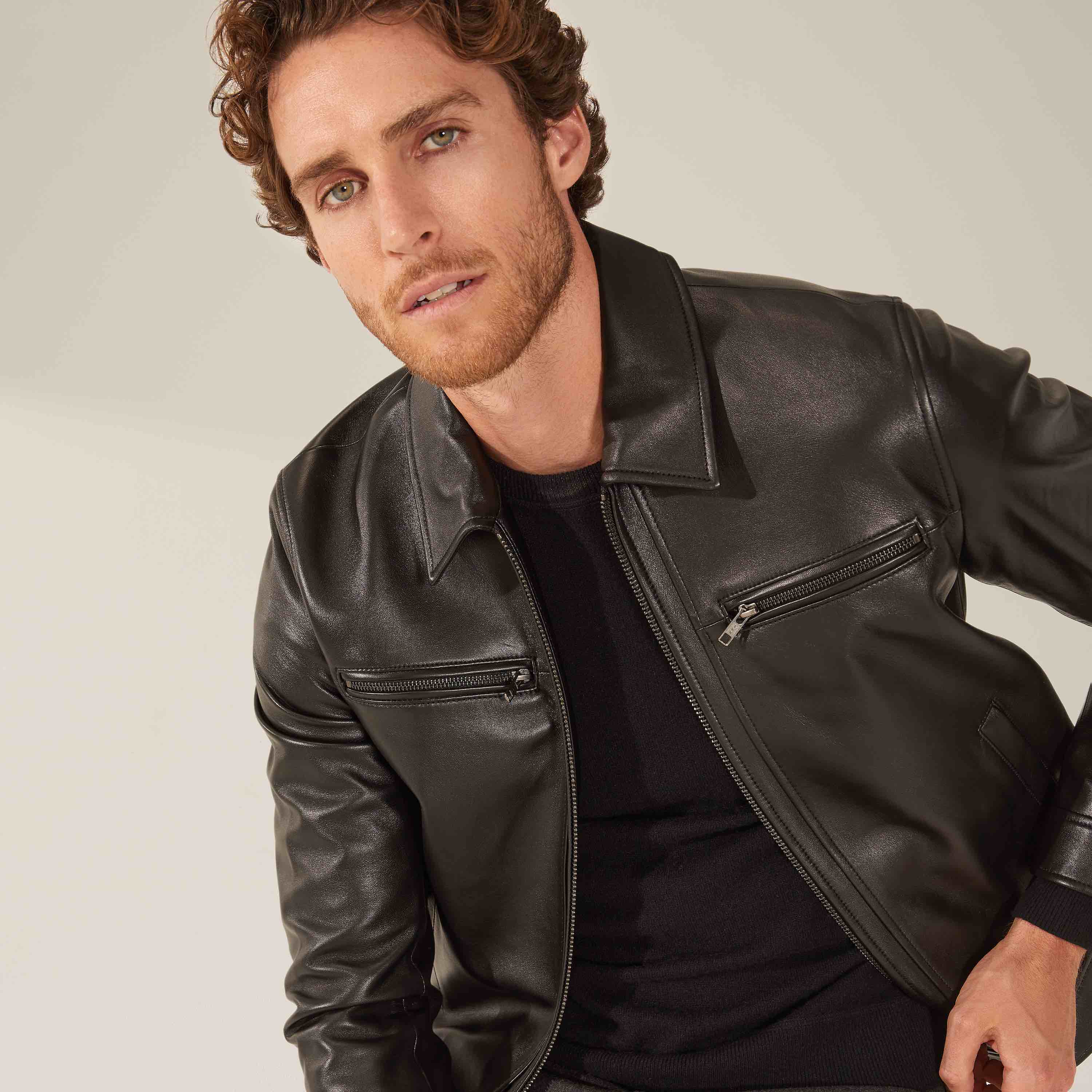 Santino Collared Zip Lambskin Leather Jacket 3 Santino Collared Zip Lambskin Leather Jacket
