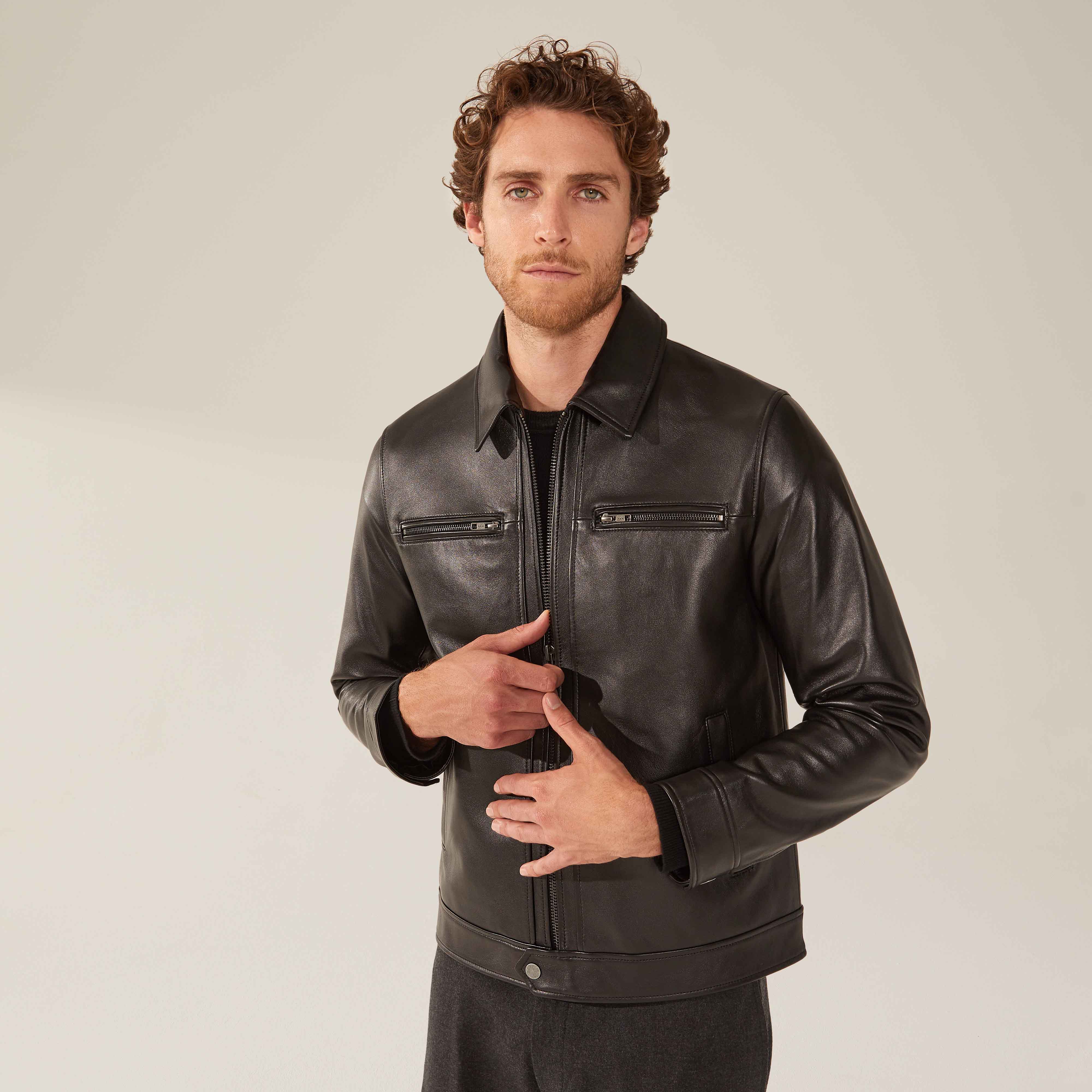 Santino Collared Zip Lambskin Leather Jacket 5 Santino Collared Zip Lambskin Leather Jacket