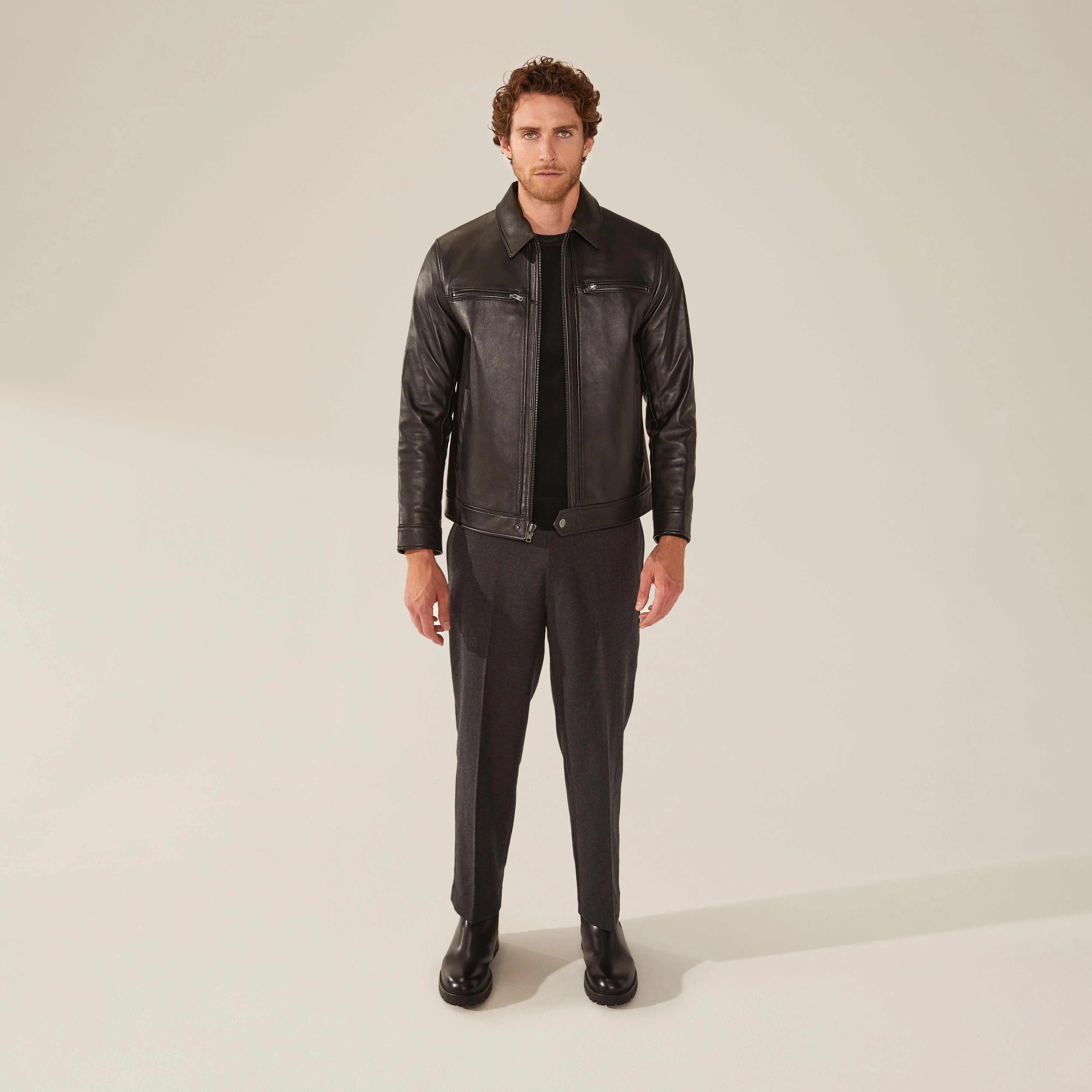 Santino Collared Zip Lambskin Leather Jacket 6 Santino Collared Zip Lambskin Leather Jacket