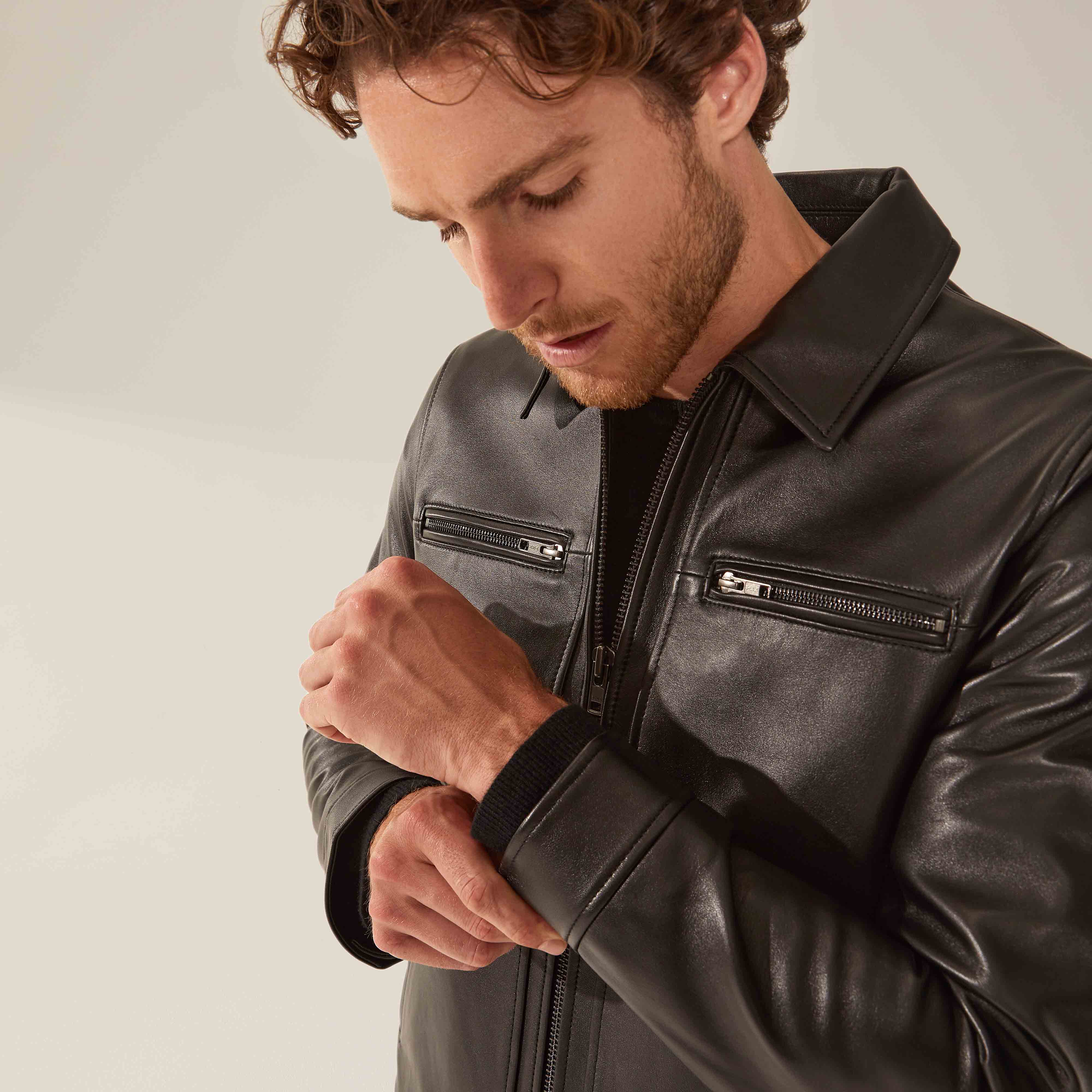 Santino Collared Zip Lambskin Leather Jacket 8 Santino Collared Zip Lambskin Leather Jacket