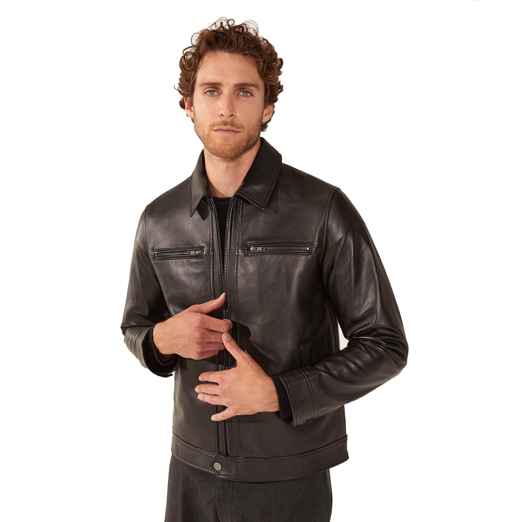 Santino Collared Zip Lambskin Leather Jacket 9 Santino Collared Zip Lambskin Leather Jacket