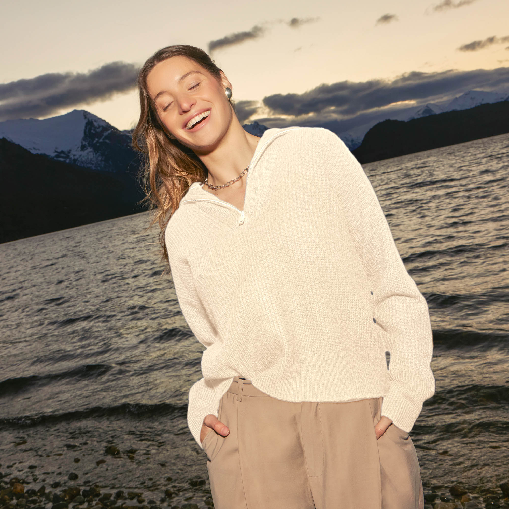 Sophia Chunky Cashmere Quarter Zip Pullover