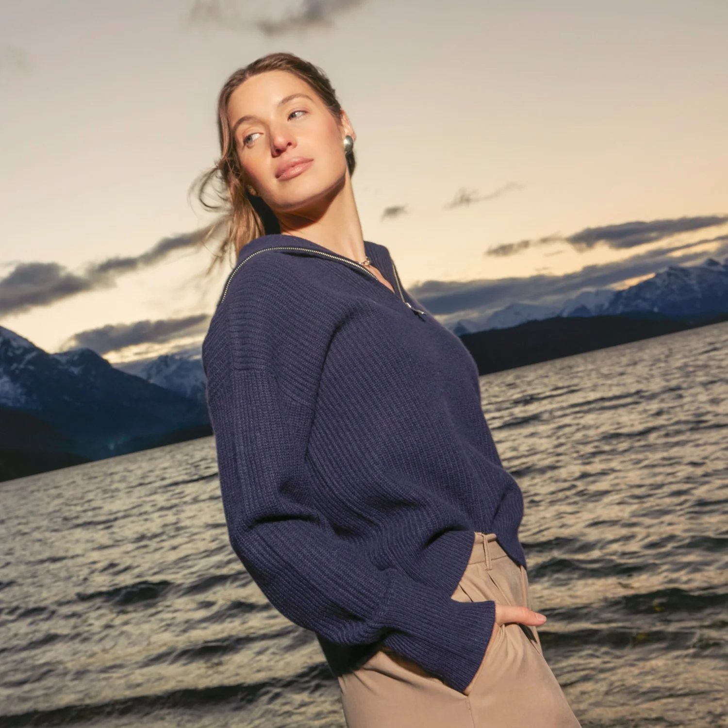 Sophia Chunky Cashmere Quarter Zip Pullover