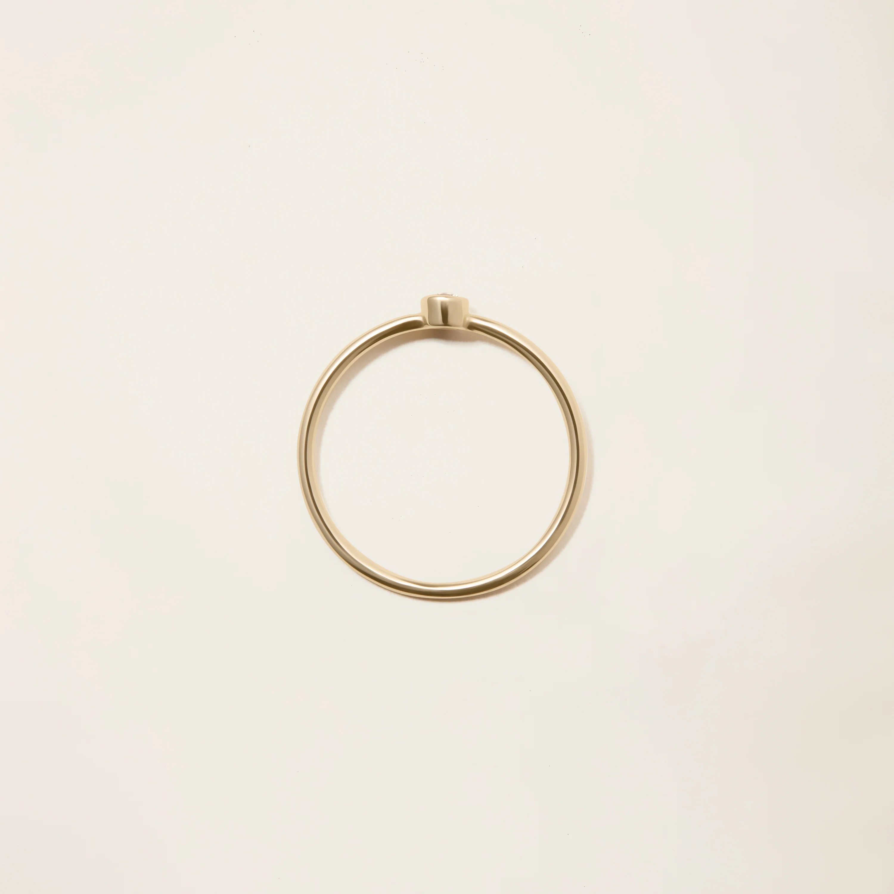 14k Solid Gold Diamond Solitaire Bezel Ring