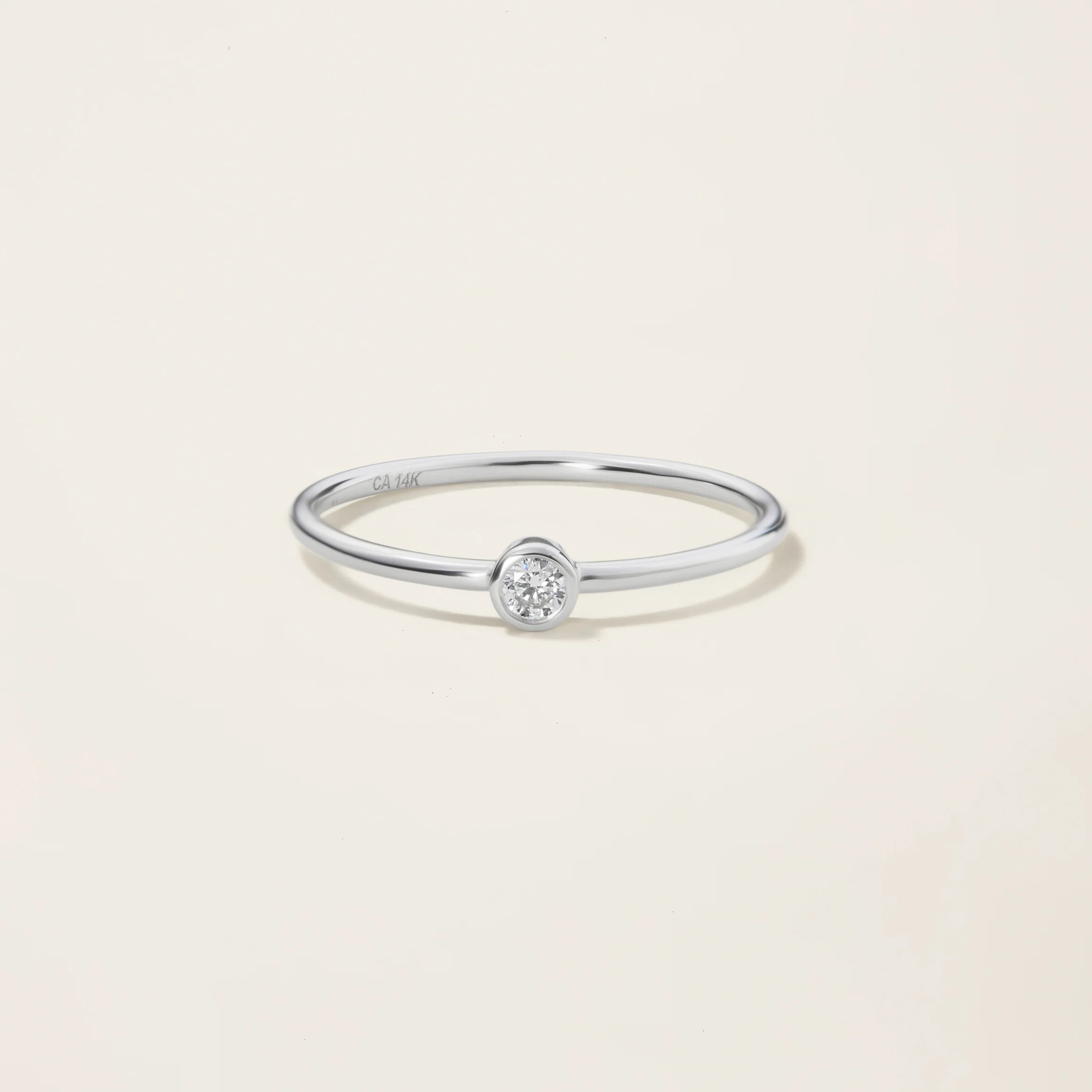 14k Solid Gold Diamond Solitaire Bezel Ring 4 14k Solid Gold Diamond Solitaire Bezel Ring