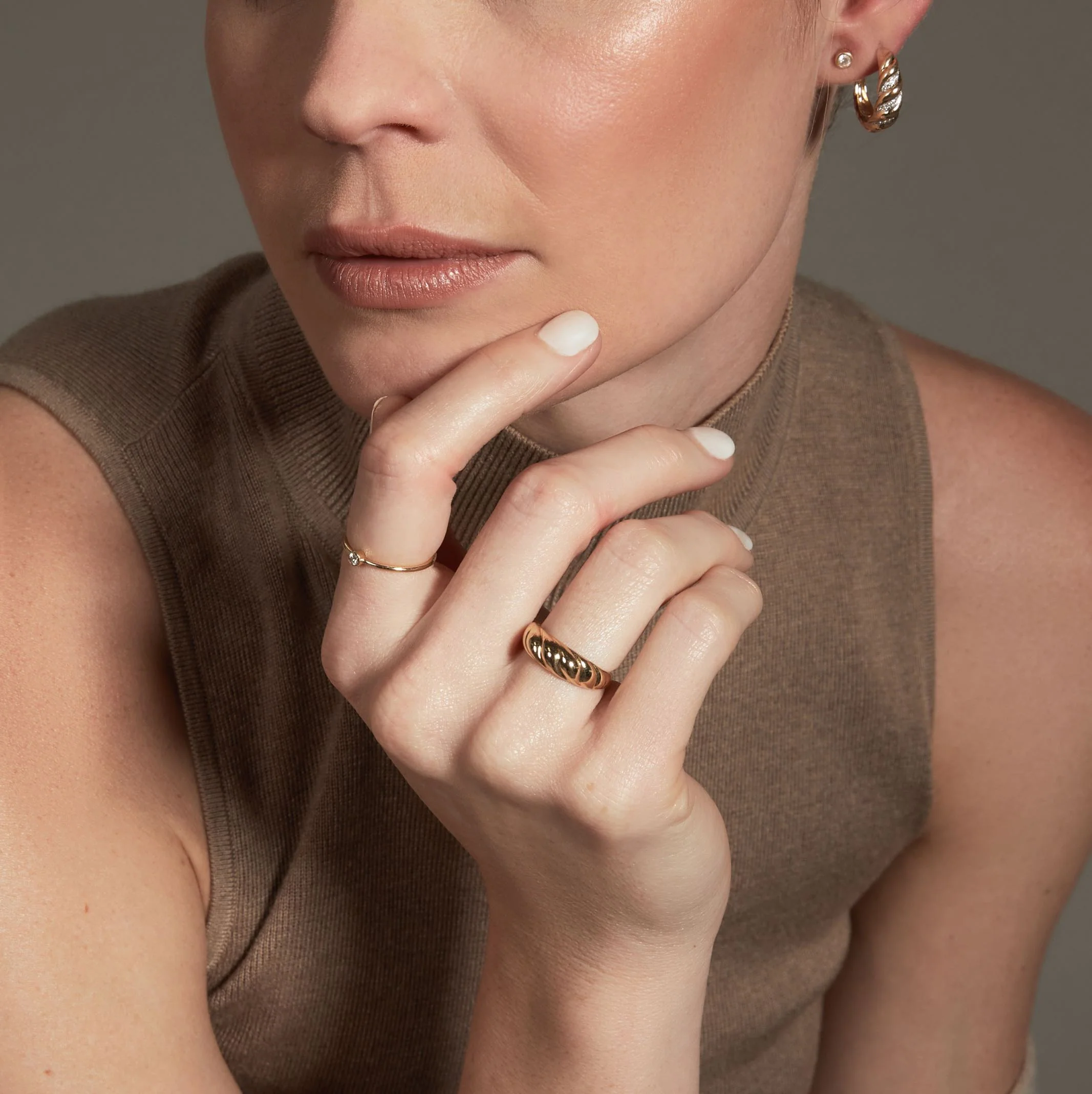 14k Solid Gold Croissant Ring