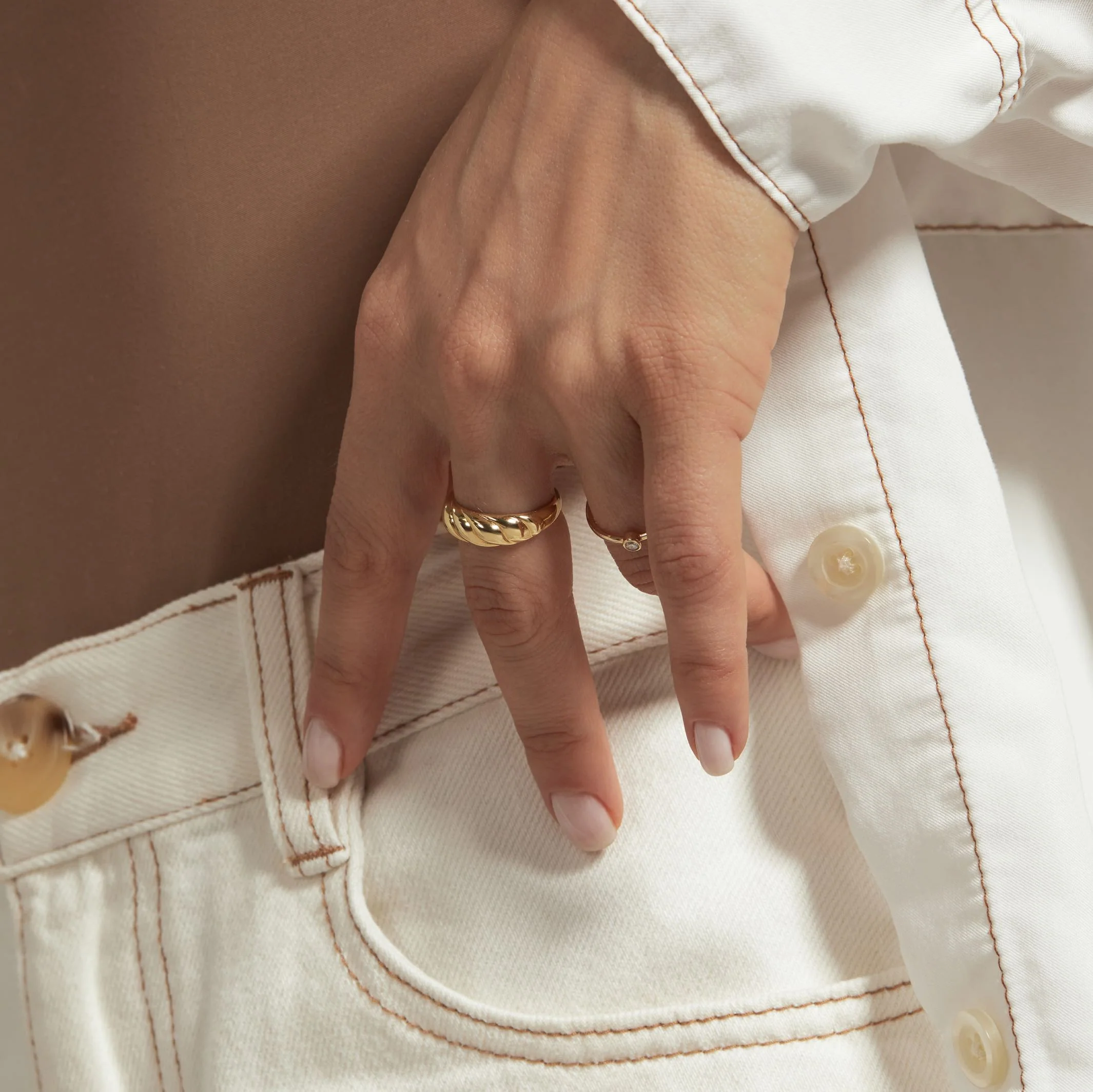 14k Solid Gold Croissant Ring
