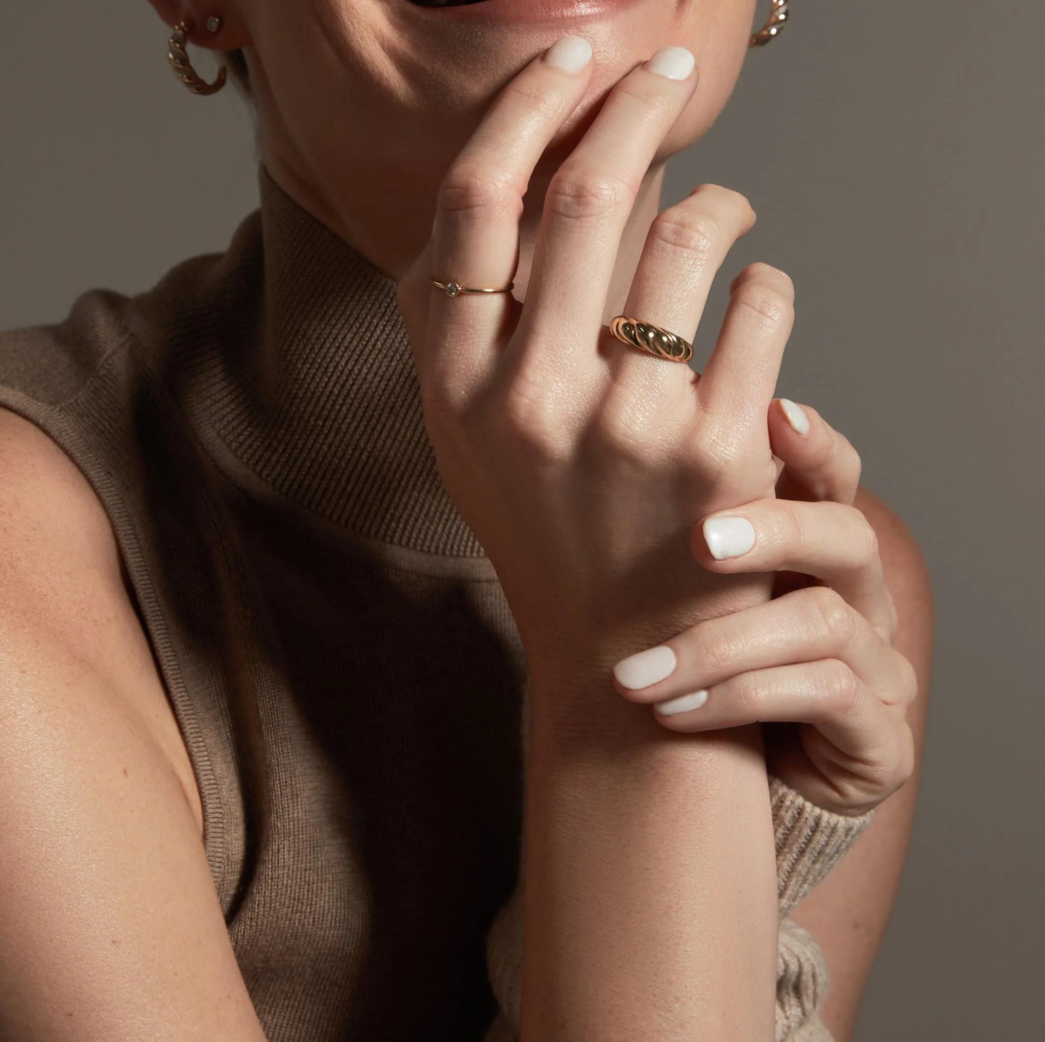 14k Solid Gold Croissant Ring