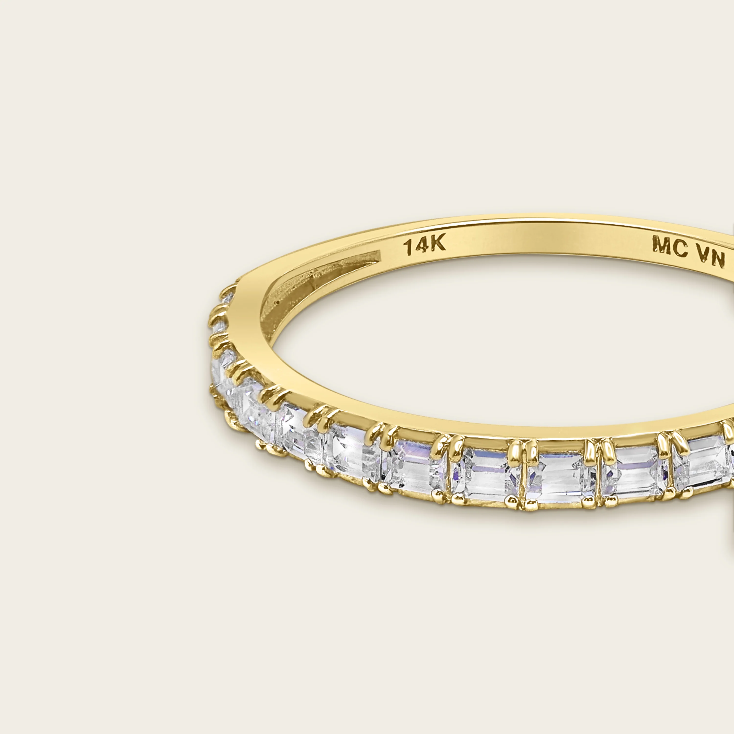 14k Solid Gold Diamond Baguette Half Eternity Band
