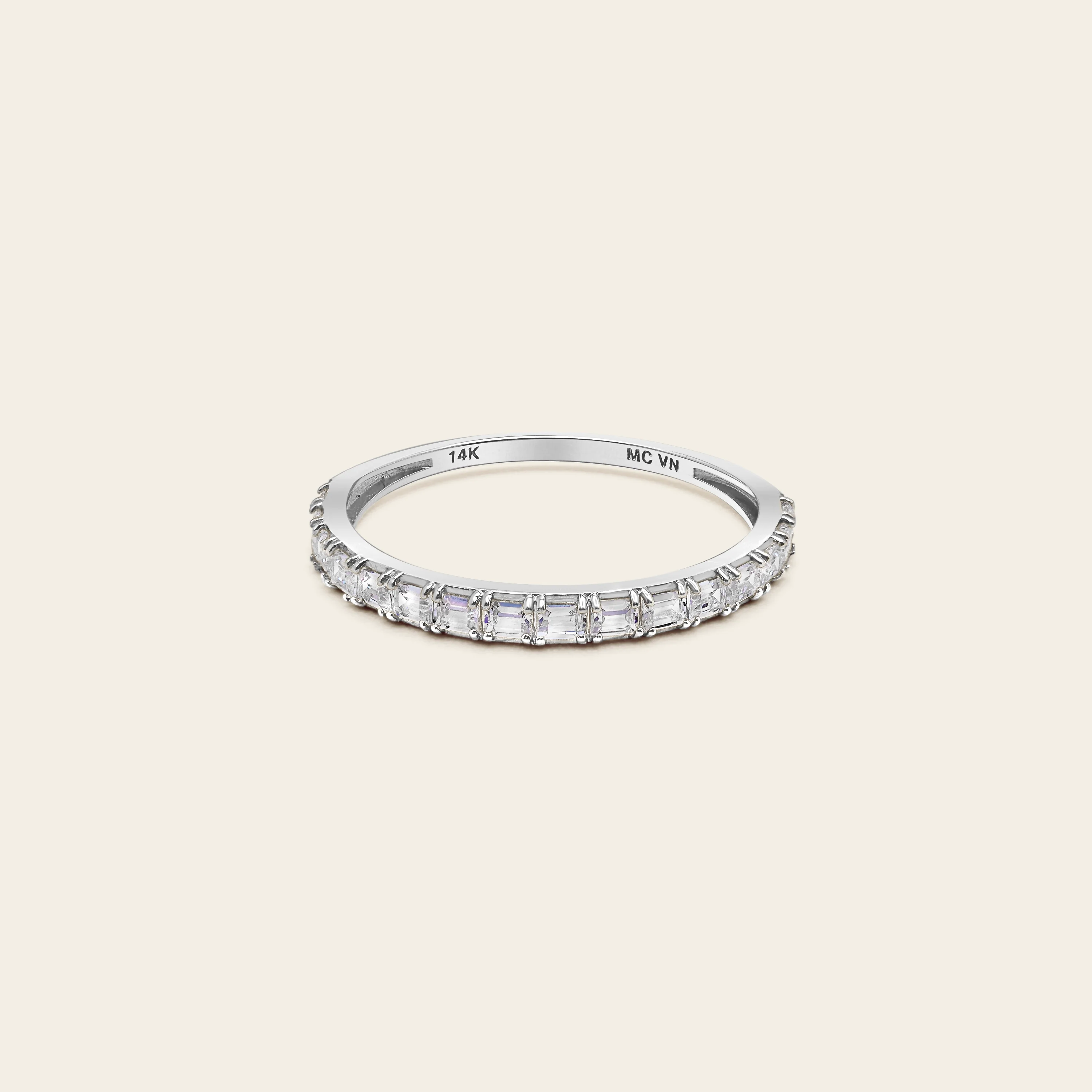 14k Solid Gold Diamond Baguette Half Eternity Band