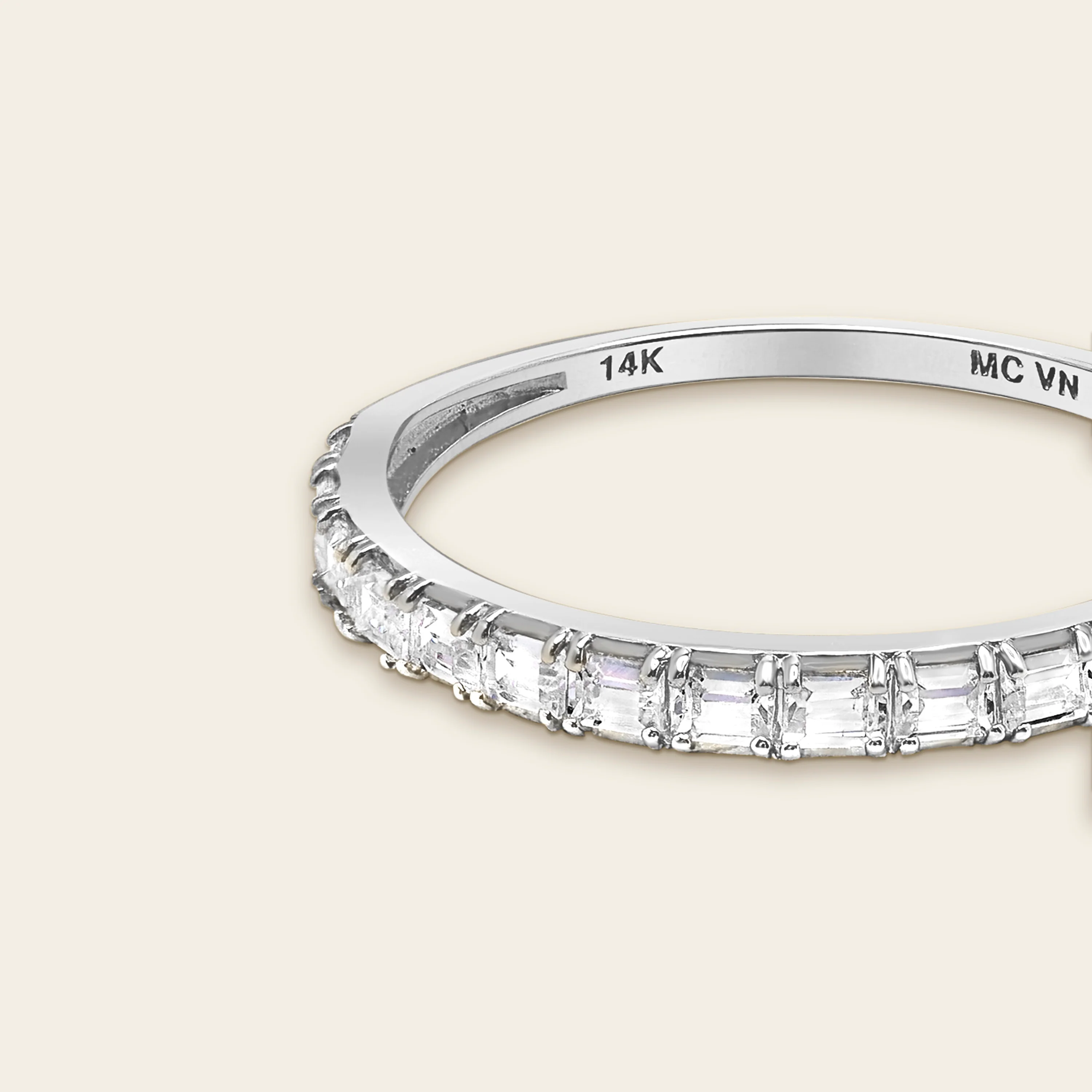 14k Solid Gold Diamond Baguette Half Eternity Band